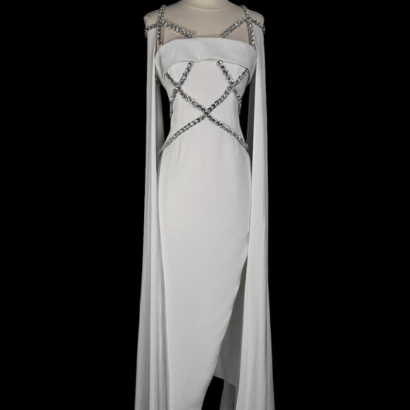 Brand New US 4 Georges Hobeika Maxi Evening Gown Stones Detailed - Picture 1 of 5